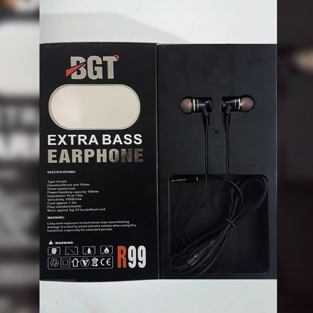 BGT Extra Bass Earphone – Clear Sound, Noise-Cancelling Mic, Powerful Bass