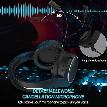 Python Fly X6 PRO Wireless Gaming Headset – 7.1 Surround Sound, Noise Cancellation, Bluetooth 5.1, 20H Battery, USB-C, Retractable Mic – Compatible with PS5, PS4, PC, Android, Switch (Black) - Image 7