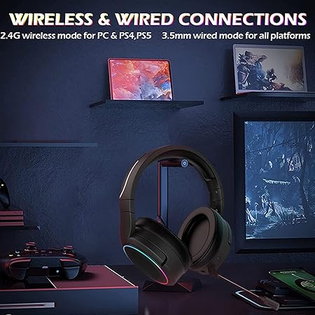 Python Fly X6 PRO Wireless Gaming Headset – 7.1 Surround Sound, Noise Cancellation, Bluetooth 5.1, 20H Battery, USB-C, Retractable Mic – Compatible with PS5, PS4, PC, Android, Switch (Black) - Image 8
