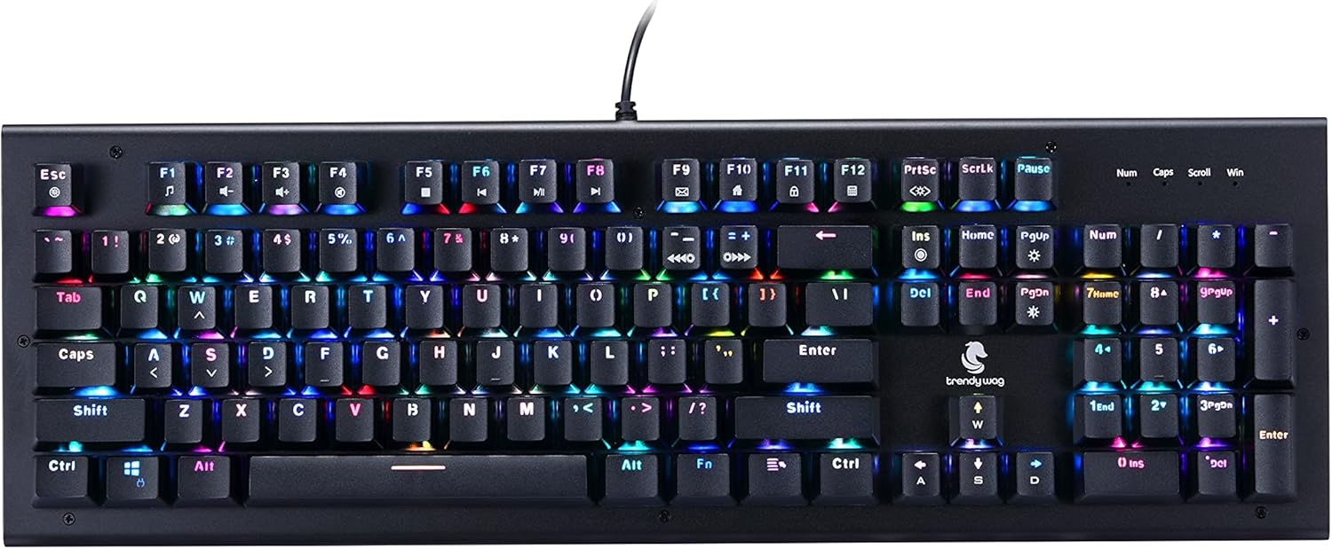 Trendy Wag Mechanical Gaming Keyboard – Full-Size, RGB Backlit, Aluminum Base, 104 Anti-Ghosting Keys - Image 5