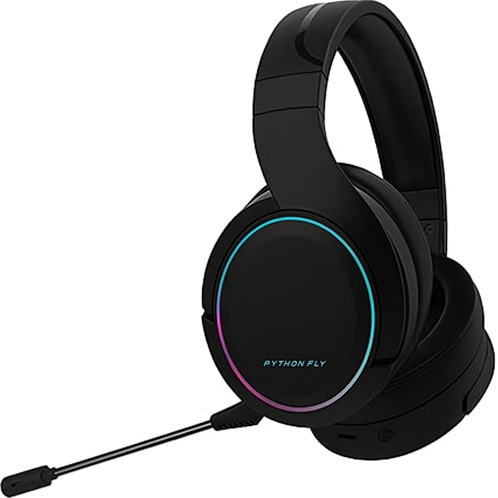 Python Fly X6 PRO Wireless Gaming Headset – 7.1 Surround Sound, Noise Cancellation, Bluetooth 5.1, 20H Battery, USB-C, Retractable Mic – Compatible with PS5, PS4, PC, Android, Switch (Black)