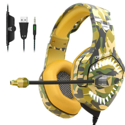 Onikuma K1-B Pro Camo Elite Stereo Gaming Headset – Comfort Fit, Voice Mic, Over-Ear Gaming