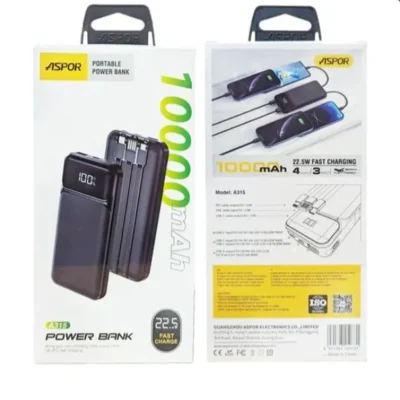 ASPOR A315 10000mAh Power Bank | 22.5W Fast Charging | PD